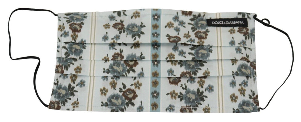 Dolce & Gabbana White Floral Cotton Pleated Elastic Ear Strap Face Mask - Maison Luxe