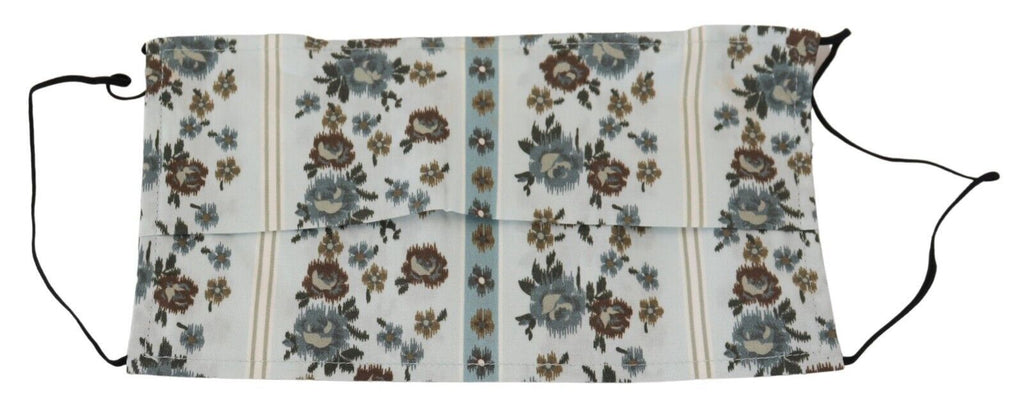 Dolce & Gabbana White Floral Cotton Pleated Elastic Ear Strap Face Mask - Maison Luxe