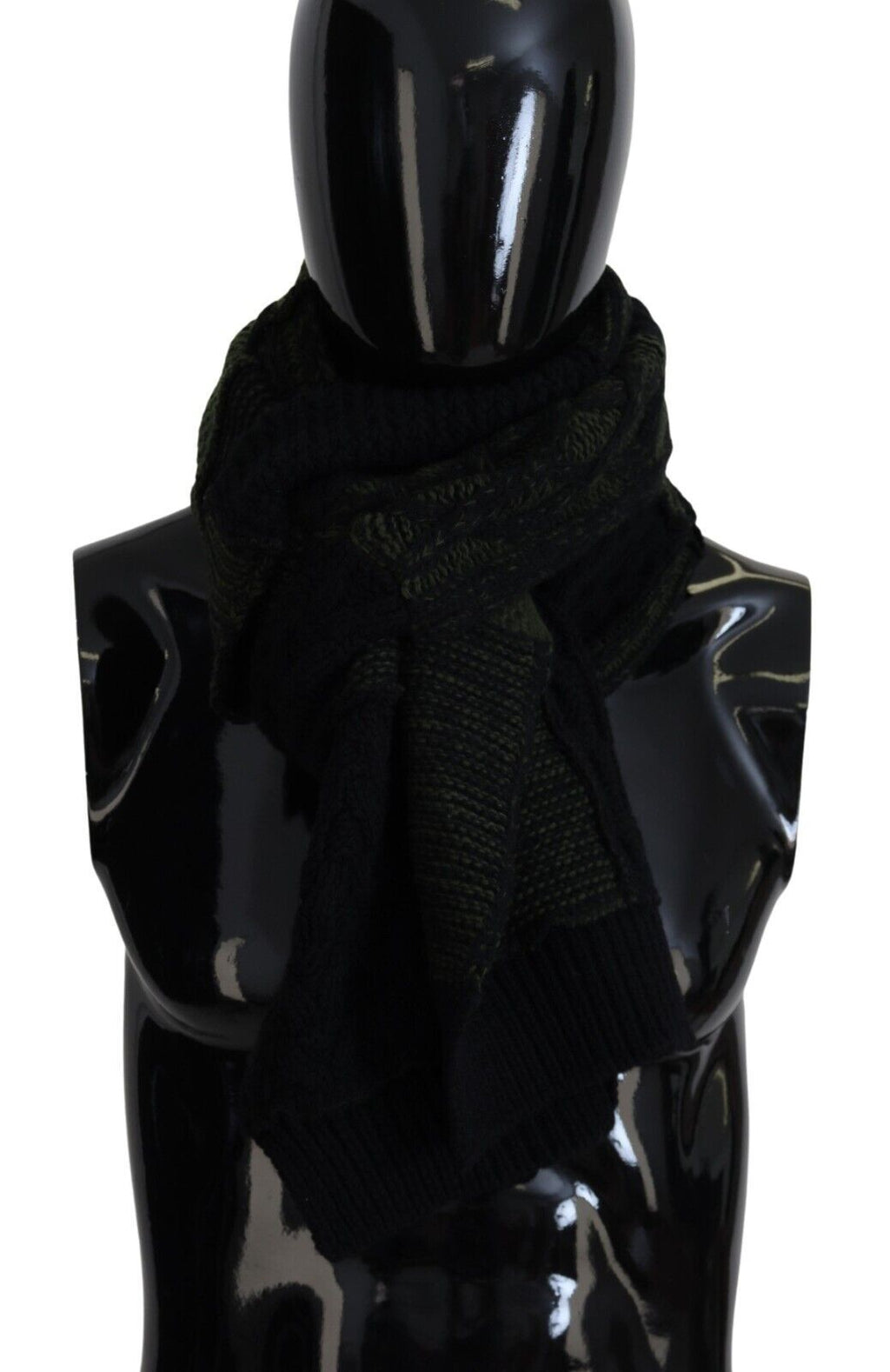 Dolce & Gabbana Black Green Knitted Men Neck Wrap Shawl Scarf - Maison Luxe