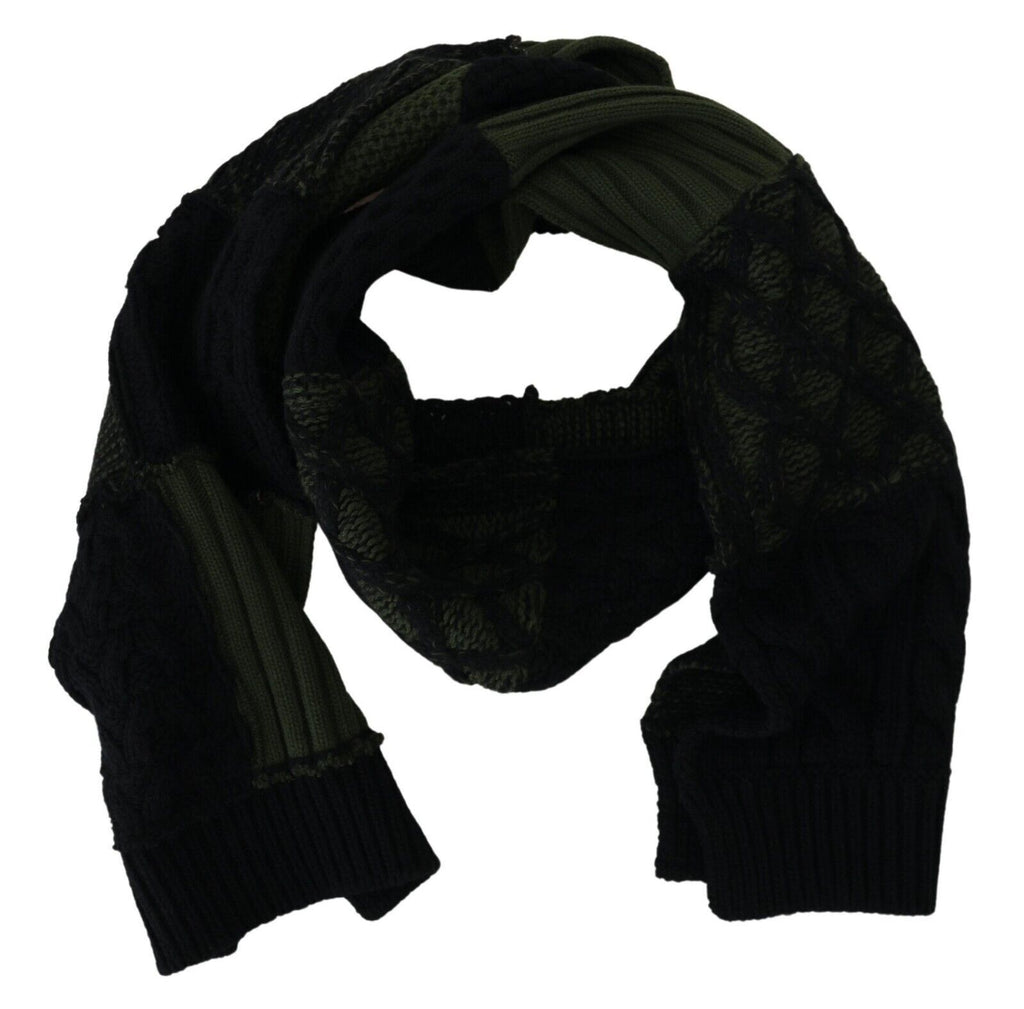 Dolce & Gabbana Black Green Knitted Men Neck Wrap Shawl Scarf - Maison Luxe