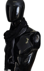 Costume National Black Grey Logo Print Men Neck Wrap Shawl Scarf - Maison Luxe