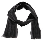 Costume National Black Grey Logo Print Men Neck Wrap Shawl Scarf - Maison Luxe