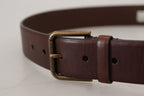 Dolce & Gabbana Brown Leather Gold Metal Buckle Carabiner Belt - Maison Luxe