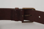 Dolce & Gabbana Brown Leather Gold Metal Buckle Carabiner Belt - Maison Luxe