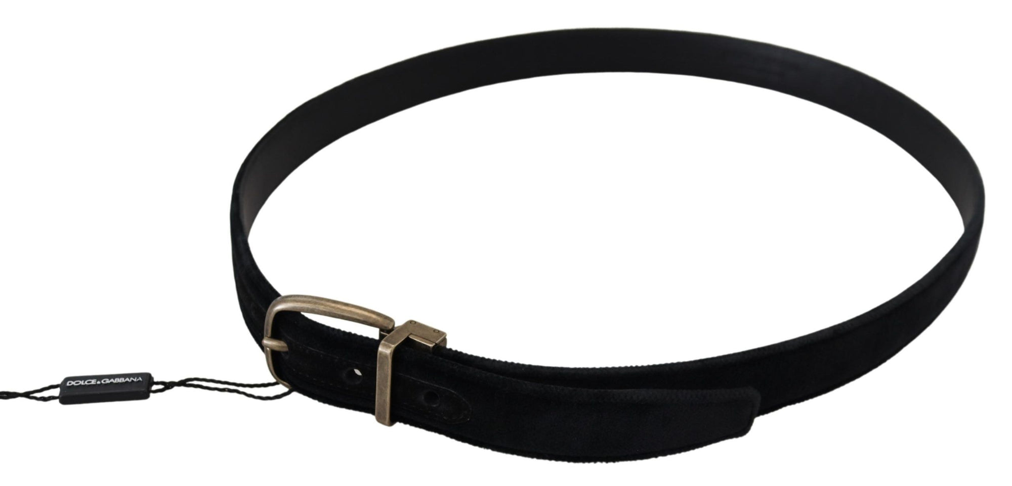 Dolce & Gabbana Black Velvet Leather Antique Metal Buckle - Maison Luxe
