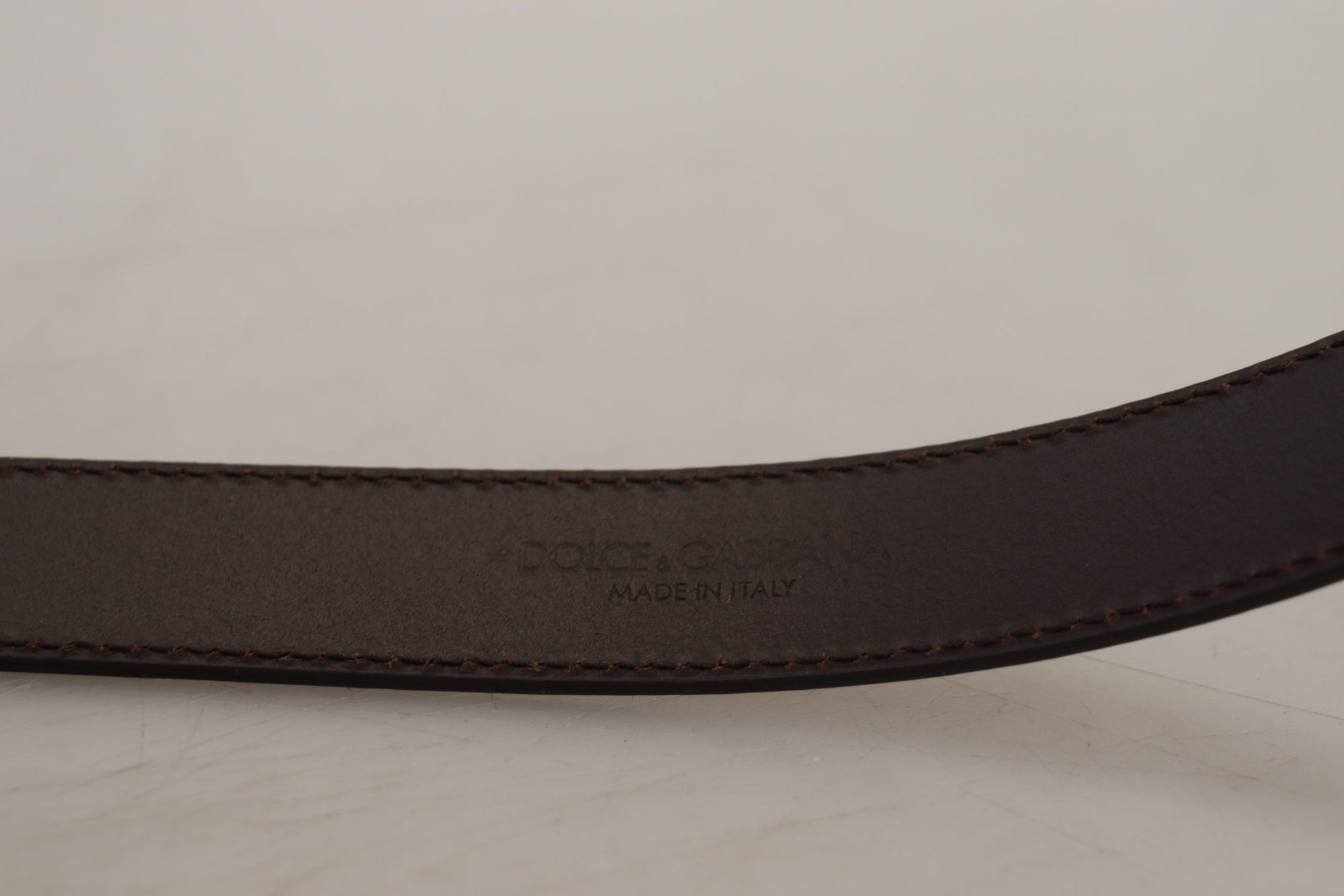 Dolce & Gabbana Gold Leather Silver Square Metal Buckle Belt - Maison Luxe