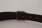 Dolce & Gabbana Gold Leather Silver Square Metal Buckle Belt - Maison Luxe