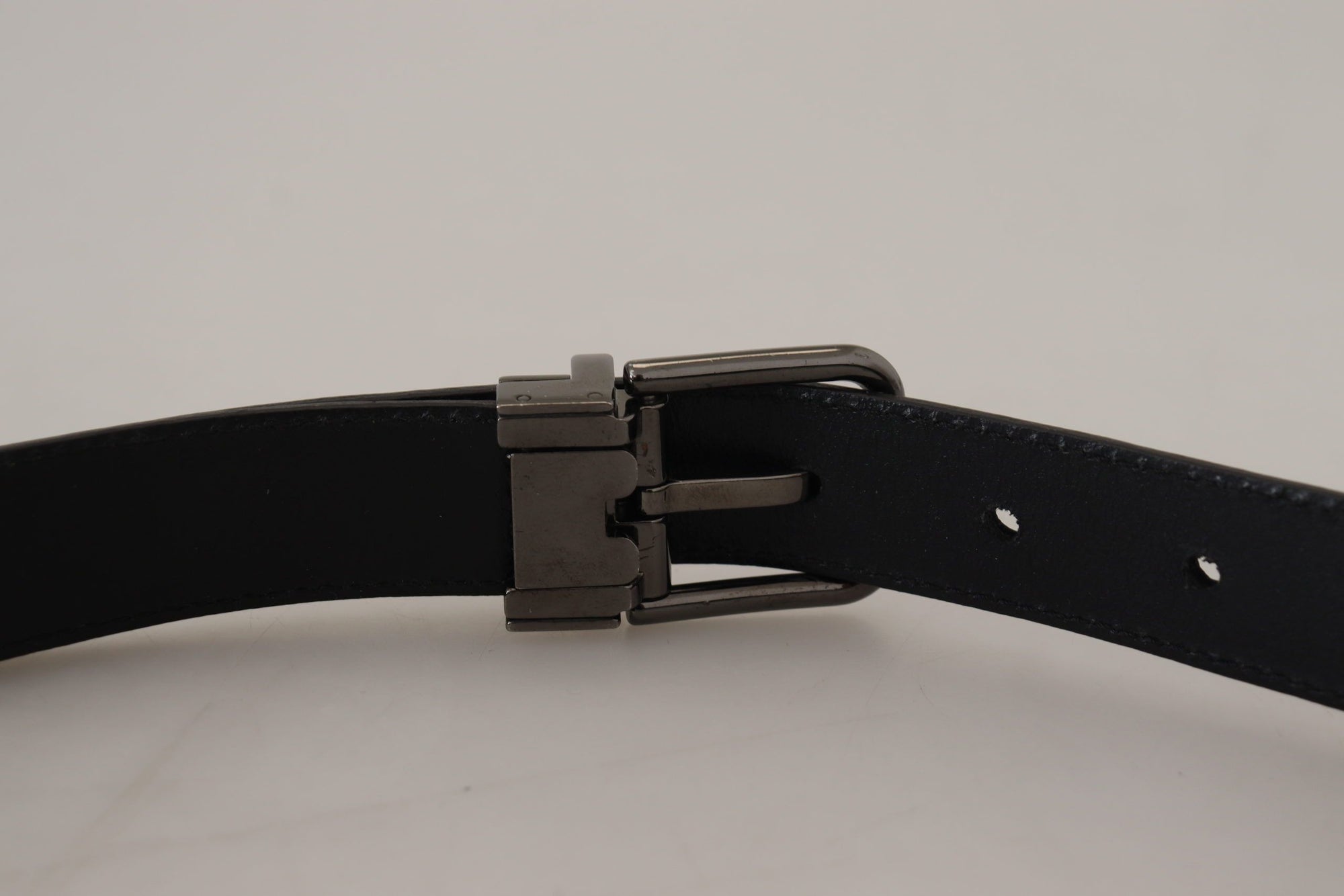 Dolce & Gabbana Blue Leather Silver Metal Buckle Vintage Belt - Maison Luxe