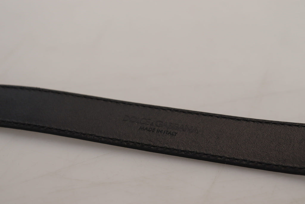 Dolce & Gabbana Blue Leather Silver Metal Buckle Vintage Belt - Maison Luxe