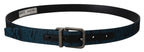 Dolce & Gabbana Blue Jacquard Moire Silver Metal Belt Men - Maison Luxe