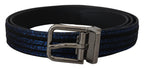Dolce & Gabbana Blue Jacquard Stripe Silver Buckle Belt - Maison Luxe