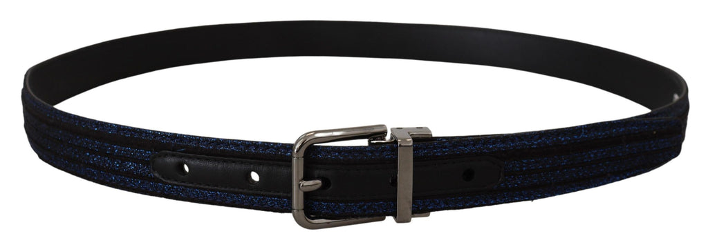 Dolce & Gabbana Blue Jacquard Stripe Silver Buckle Belt - Maison Luxe