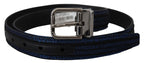 Dolce & Gabbana Blue Jacquard Stripe Silver Buckle Belt - Maison Luxe