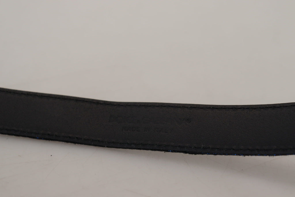 Dolce & Gabbana Blue Jacquard Stripe Silver Buckle Belt - Maison Luxe