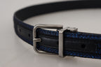 Dolce & Gabbana Blue Jacquard Stripe Silver Buckle Belt - Maison Luxe