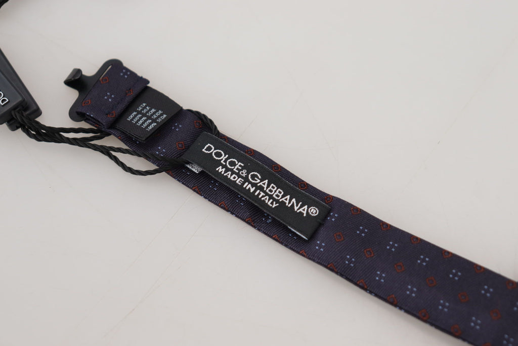 Dolce & Gabbana Blue Pattern Silk Adjustable Neck Papillon Bow Tie - Maison Luxe