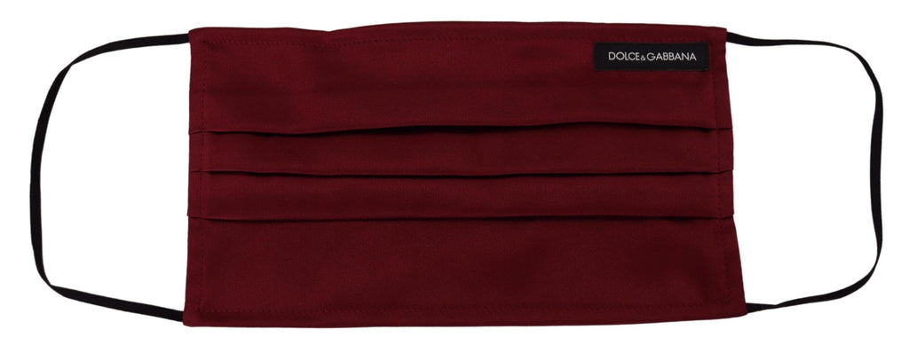 Dolce & Gabbana Maroon Silk Pleated Elastic Ear Strap One Size Face Mask - Maison Luxe