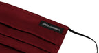 Dolce & Gabbana Maroon Silk Pleated Elastic Ear Strap One Size Face Mask - Maison Luxe