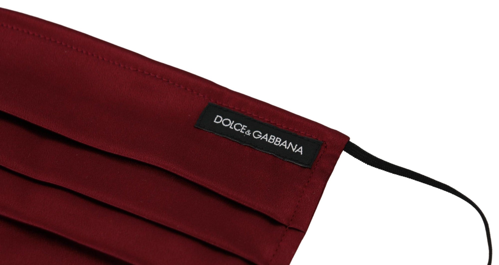 Dolce & Gabbana Maroon Silk Pleated Elastic Ear Strap One Size Face Mask - Maison Luxe