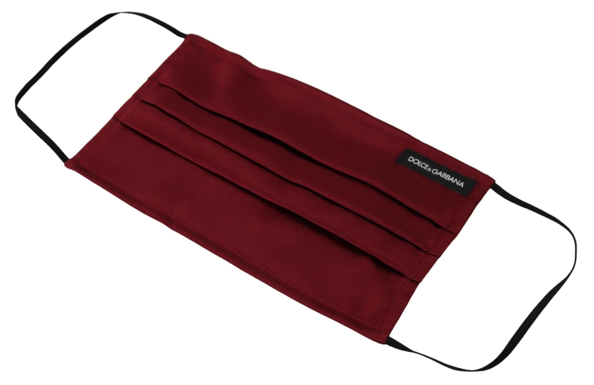 Dolce & Gabbana Maroon Silk Pleated Elastic Ear Strap One Size Face Mask - Maison Luxe