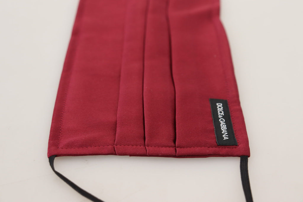 Dolce & Gabbana Maroon Silk Pleated Elastic Ear Strap One Size Face Mask - Maison Luxe