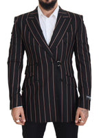 Dolce & Gabbana Black Stripes Viscose Double Breasted Blazer