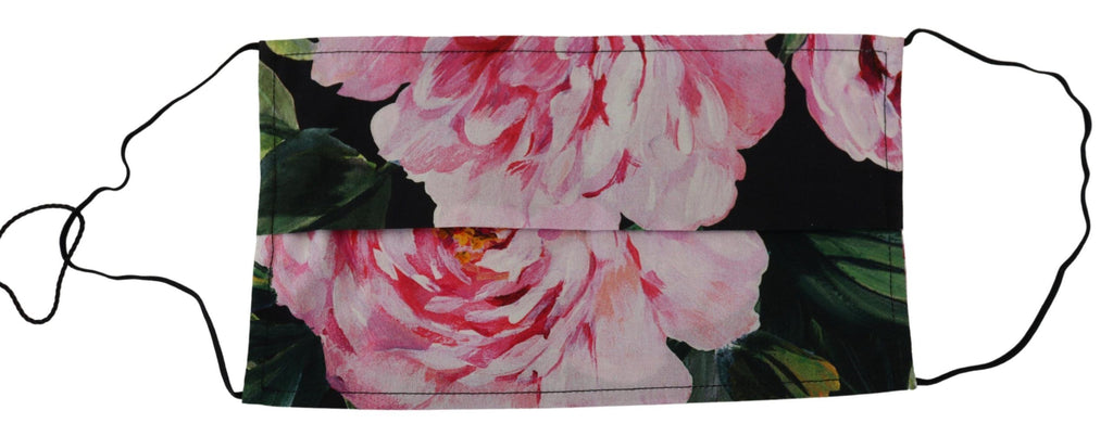 Dolce & Gabbana Black Floral Pleated Elastic Ear Strap Face Mask - Maison Luxe