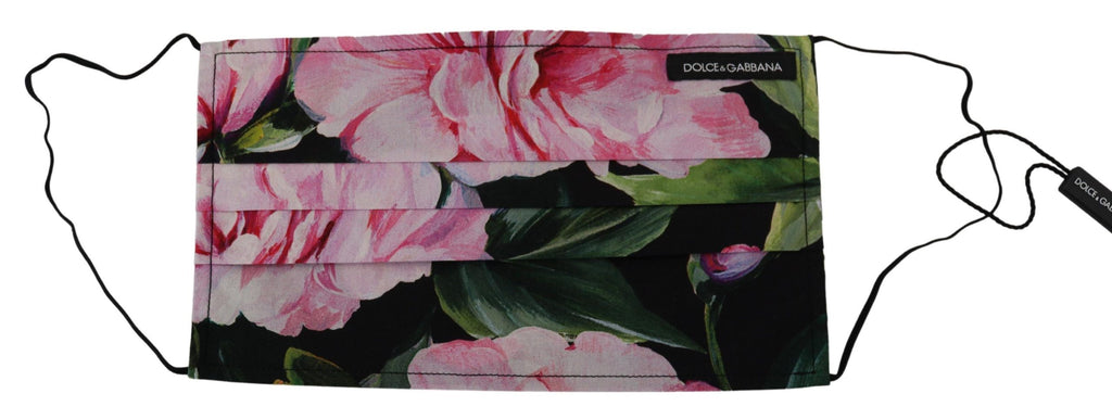 Dolce & Gabbana Black Floral Pleated Elastic Ear Strap Face Mask - Maison Luxe