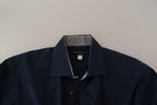 Roberto Cavalli Navy Blue Cotton Dress Formal Shirt