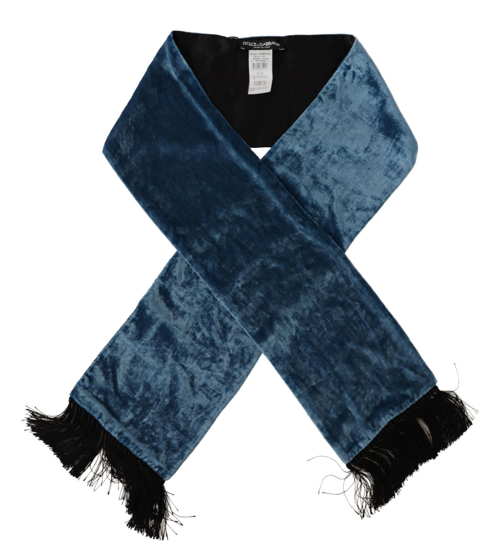 Dolce & Gabbana Blue Velvet Solid Neck Warmer Men's Shawl Scarf - Maison Luxe