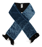 Dolce & Gabbana Blue Velvet Solid Neck Warmer Men's Shawl Scarf - Maison Luxe