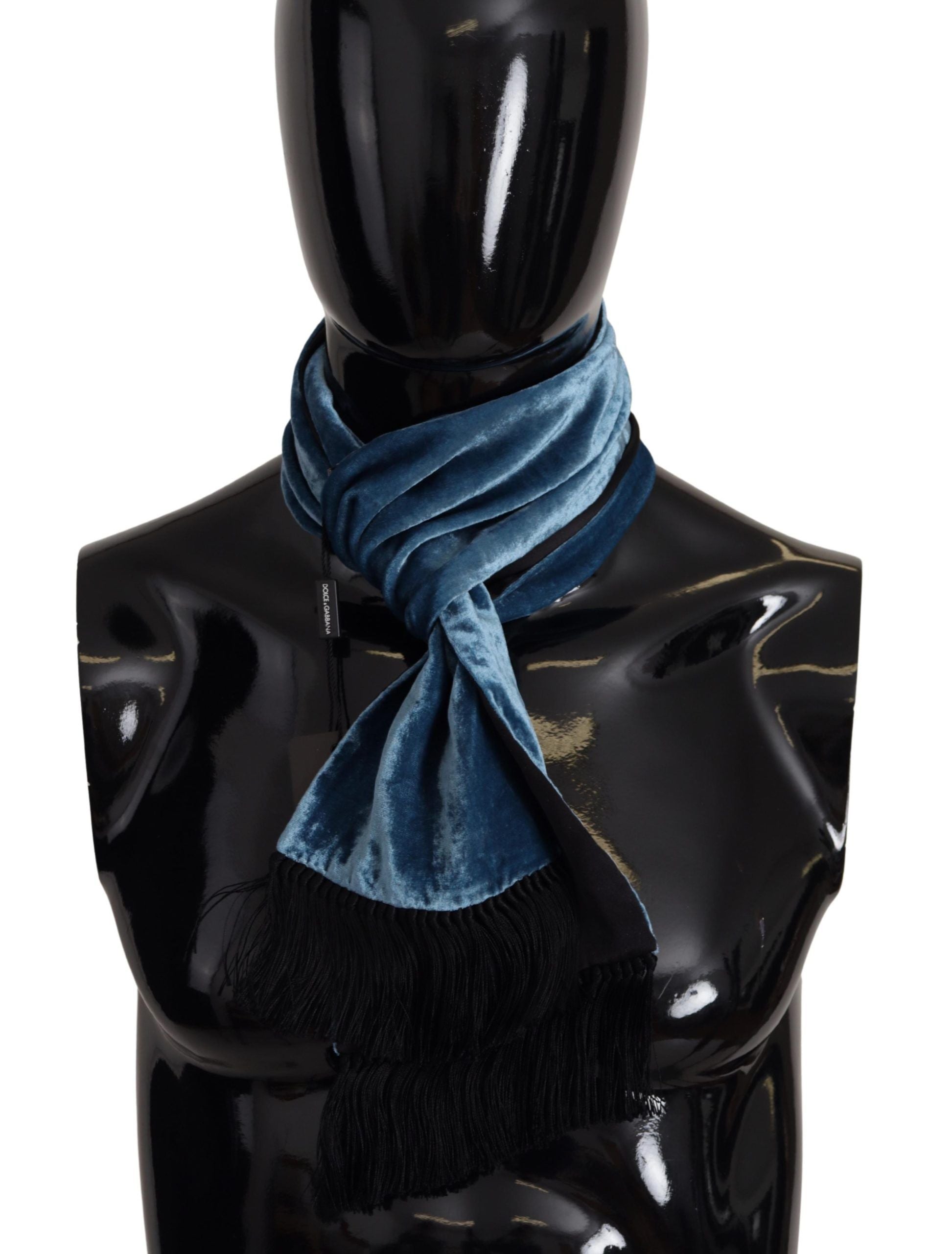 Dolce & Gabbana Blue Velvet Solid Neck Warmer Men's Shawl Scarf - Maison Luxe