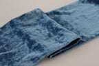 Dolce & Gabbana Blue Velvet Solid Neck Warmer Men's Shawl Scarf - Maison Luxe