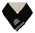 Dolce & Gabbana Black White Cotton DG Printed Cashmere Shawl Scarf - Maison Luxe