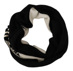 Dolce & Gabbana Black White Cotton DG Printed Cashmere Shawl Scarf - Maison Luxe