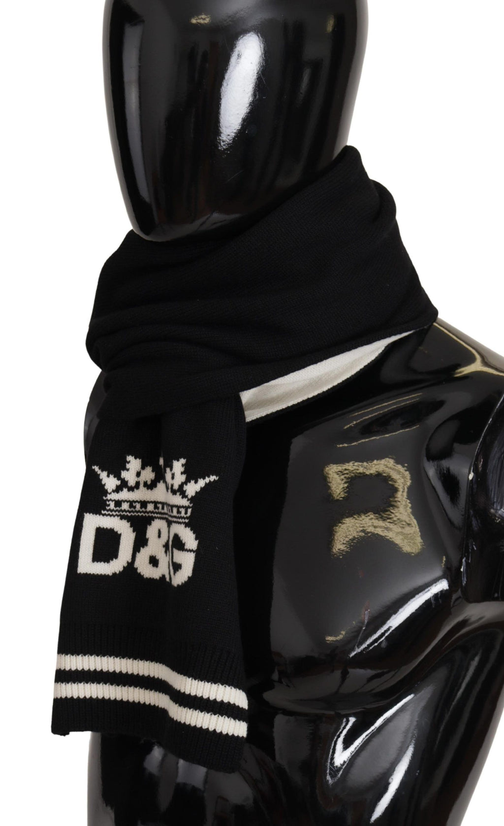 Dolce & Gabbana Black White Cotton DG Printed Cashmere Shawl Scarf - Maison Luxe