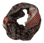 Dolce & Gabbana Black Red Linen Sailboat Stripe Print Shawl Scarf - Maison Luxe