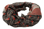 Dolce & Gabbana Black Red Linen Sailboat Stripe Print Shawl Scarf - Maison Luxe