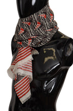 Dolce & Gabbana Black Red Linen Sailboat Stripe Print Shawl Scarf - Maison Luxe