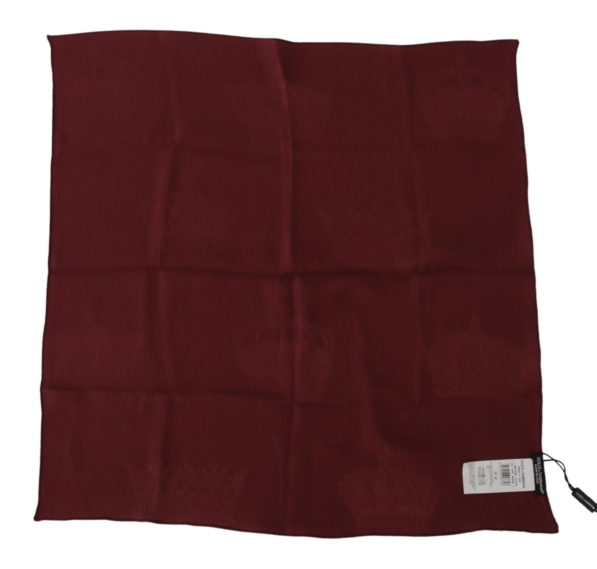 Dolce & Gabbana Maroon Silk Crown Square Wrap Handkerchief Scarf - Maison Luxe