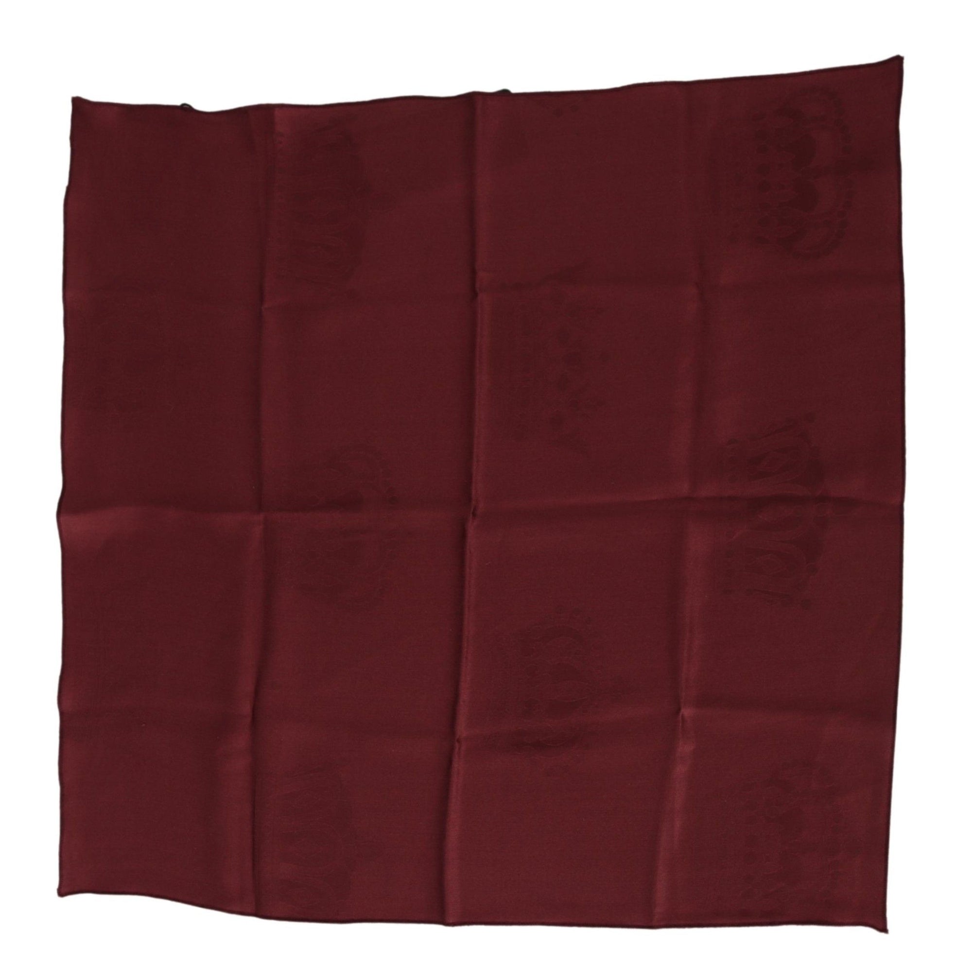 Dolce & Gabbana Maroon Silk Crown Square Wrap Handkerchief Scarf - Maison Luxe