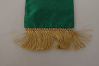Dolce & Gabbana Green Crown Embroidered Shawl Fringe Blend Silk - Maison Luxe