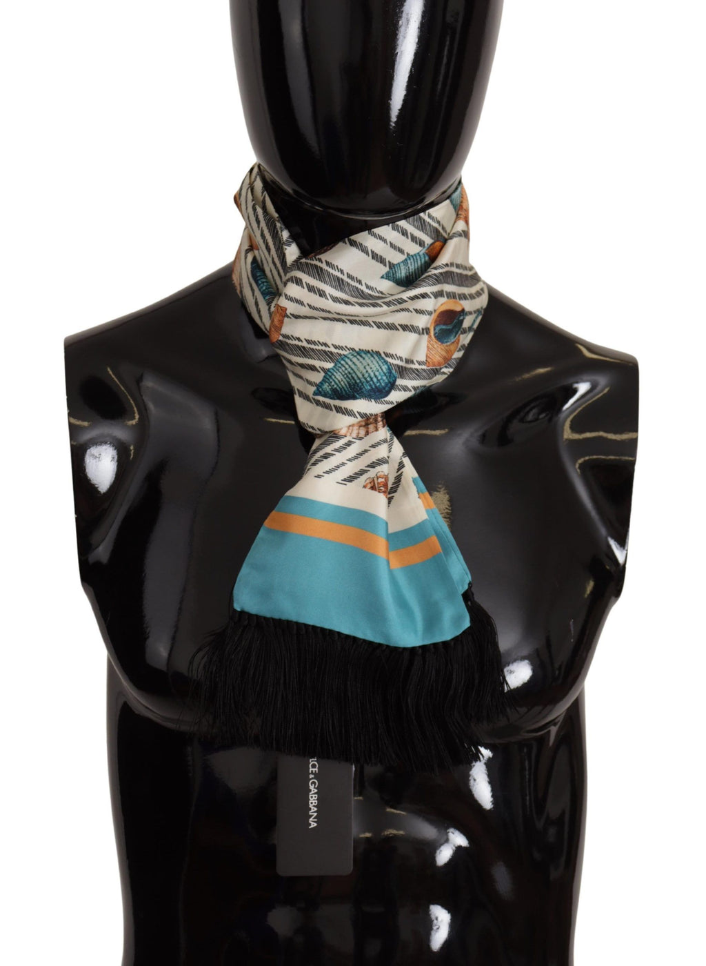 Dolce & Gabbana Multicolor Seashells DG Print Silk Shawl Fringe Scarf - Maison Luxe