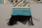 Dolce & Gabbana Multicolor Seashells DG Print Silk Shawl Fringe Scarf - Maison Luxe