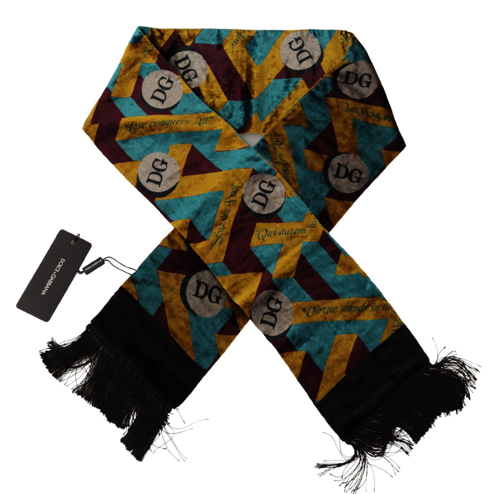 Dolce & Gabbana Multicolor DG Logo Print Shawl Wrap Fringe Scarf - Maison Luxe