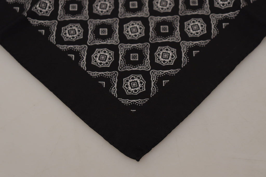 Dolce & Gabbana Black Geometric Patterned Square Handkerchief Scarf - Maison Luxe