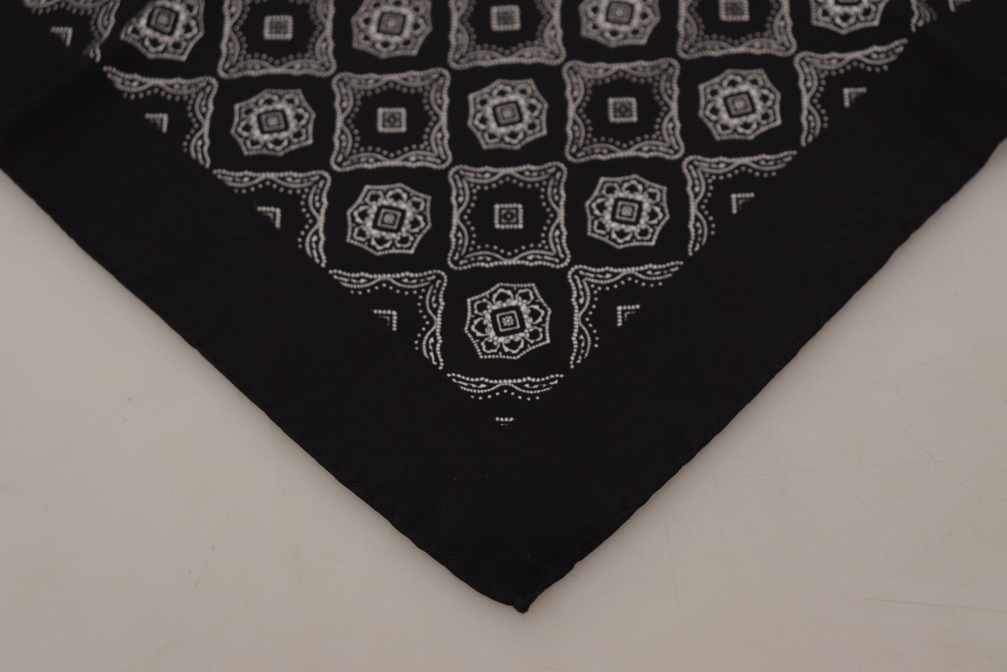 Dolce & Gabbana Black Geometric Patterned Square Handkerchief Scarf - Maison Luxe