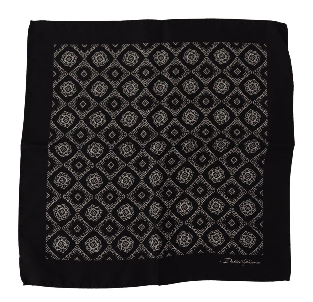 Dolce & Gabbana Black Geometric Patterned Square Handkerchief Scarf - Maison Luxe