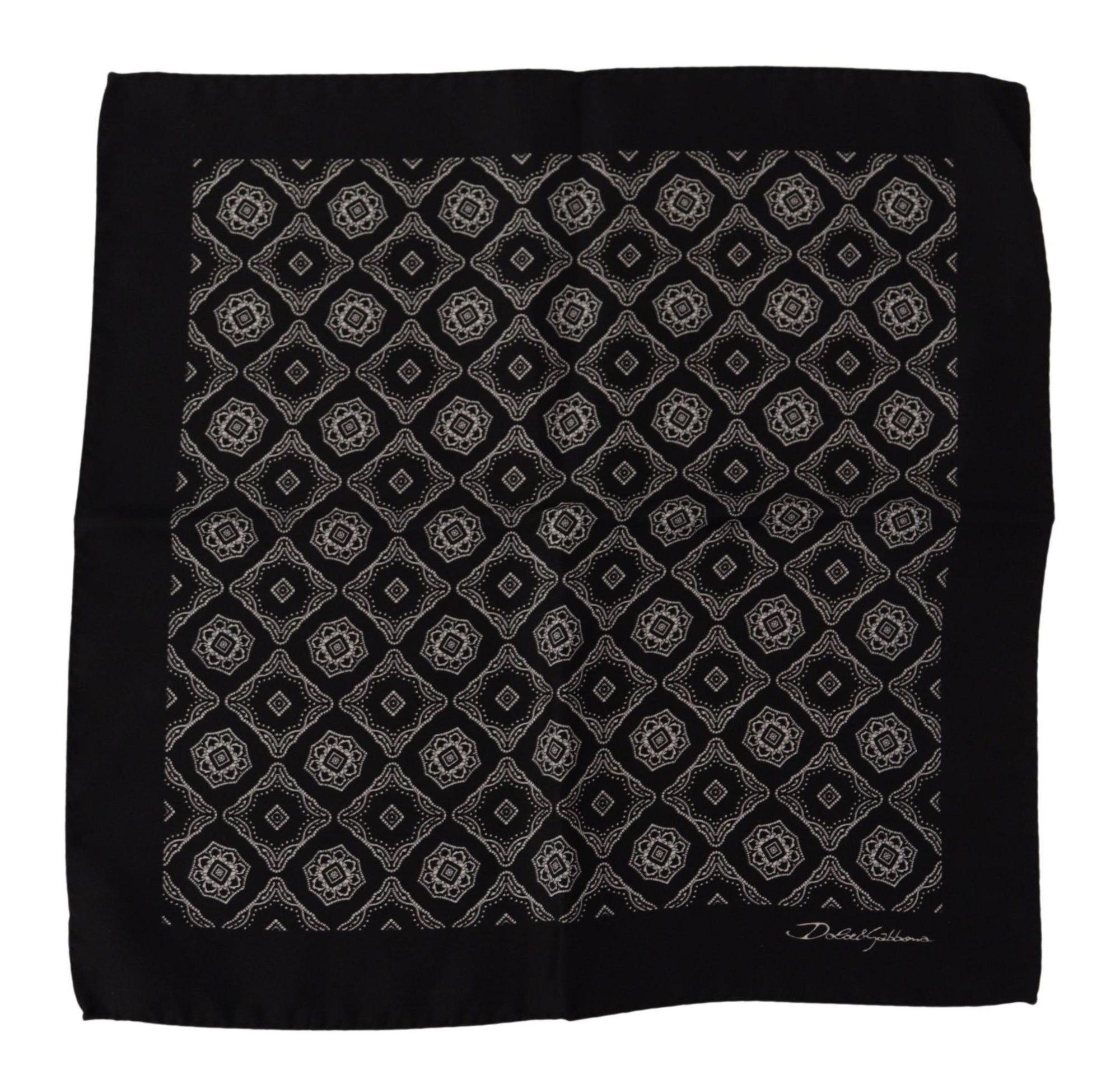 Dolce & Gabbana Black Geometric Patterned Square Handkerchief Scarf - Maison Luxe