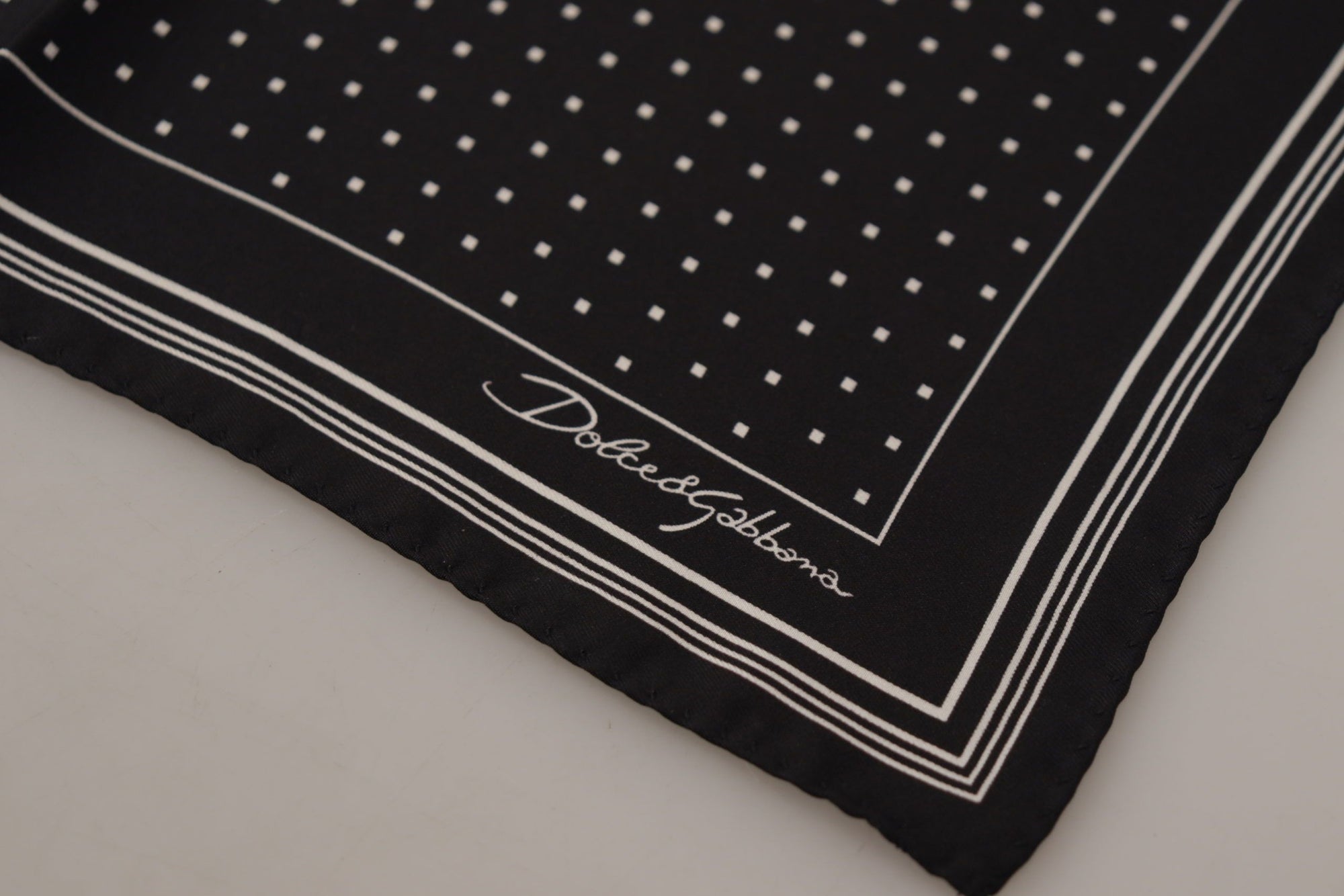 Dolce & Gabbana Black Polka Dots DG Logo Square Handkerchief - Maison Luxe
